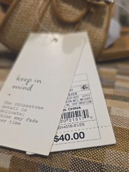 A New Day Woven Tan Slide Sandals with Crystal Buckle - Picture 3 of 5